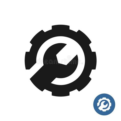 Gear And Wrench Icon Service Support Logo Round Gear Connected With