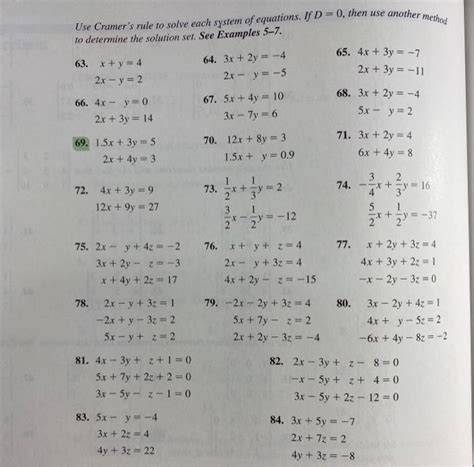 solved use cramer s rule to solve each system of equations