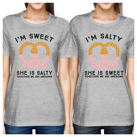 Sweet And Salty Grey Cute Best Friend Matching T Shirts For Summer