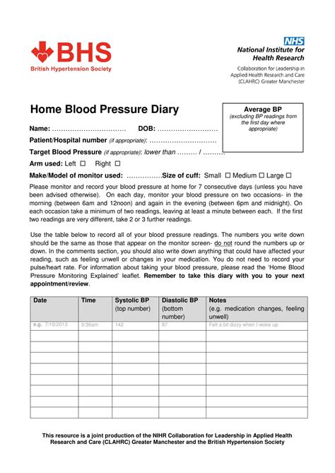 Home Blood Pressure Chart Printable Asevwhole