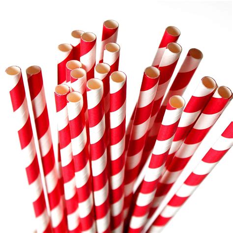 Drinking Straws Red Striped 775 Inches Pack Of 24 Party Drinking