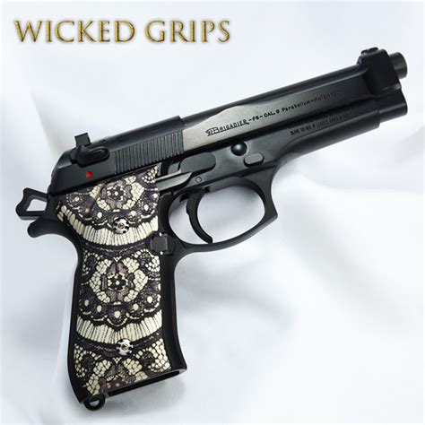 Custom Beretta 92fs Grips Black Lace Wicked Grips Custom Handgun