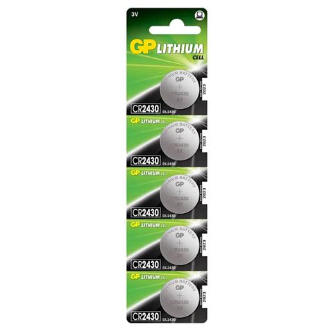 Gp Batteries Cr2430 Lithium Coin Cell Batteries Pack Of 5 Cell Pack