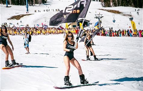 Huge Bikini Snow Show As Russians Mark The End Of The Skiing Season
