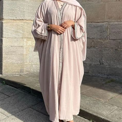 Reseller Muslim Women Embroidery Abaya Dubai Kimonos