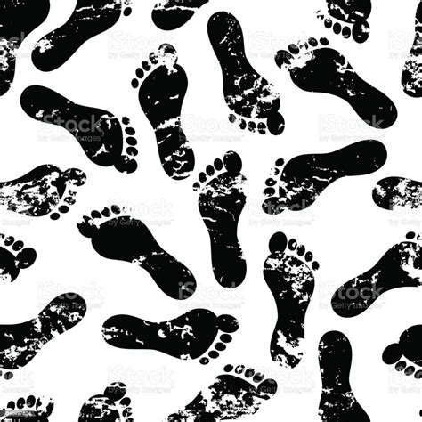Vector Seamless Pattern With Human Footprint And Grunge Removable ...