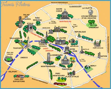 Paris Map Tourist Attractions Travelsfinderscom