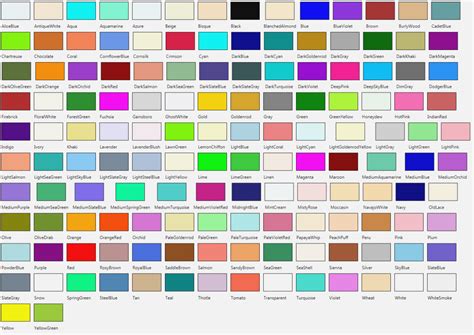 Colours Name Wpf Color Chart Beautiful Color Codes Colors With Names