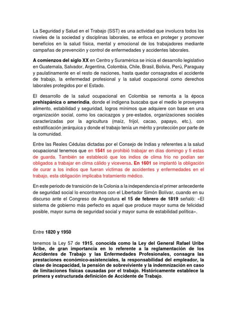 Linea De Tiempo Sst En Colombia Derecho Laboral Colombia