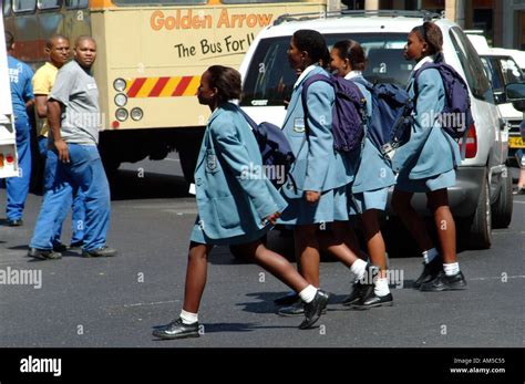 Cape Town South Africa Rsa School Girls In Blue Uniform Stock Photo