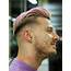 Pink Dyed Skin Fade Side Part Haircut With Razored Surgical Line 