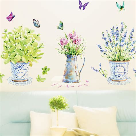 Add flowers or map decals to kids' rooms. Cheap Wall Stickers Plant Pattern Home Decor PVC Living Room Vanity