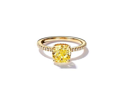 Tiffany True Engagement Ring With A Cushion Cut Yellow Diamond And A