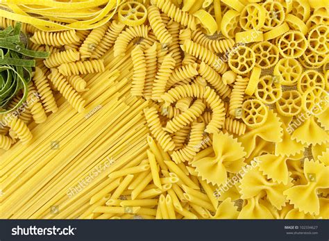 Variety Types Shapes Italian Pasta Dry Stock Photo