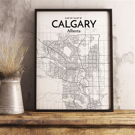 Wrought Studio Calgary City Map Graphic Art Print Poster In Tones