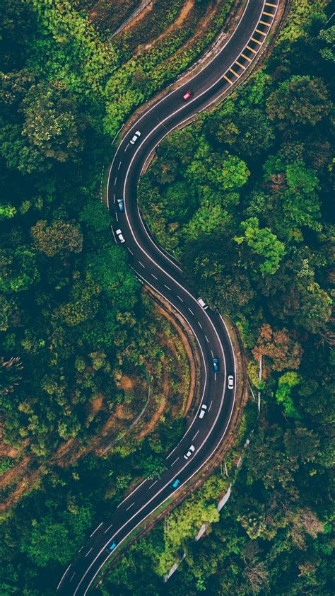 Road View From Above Trees Wallpaper 1080x1920