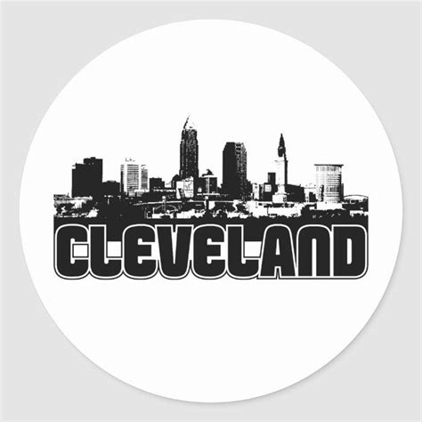 Add to favorites quick view cleveland browns logo wall decal sticker home decor custom vinyl pll08 dicamshopdesigns 5 out of 5 stars (7. Cleveland Skyline Classic Round Sticker | Zazzle.com in ...