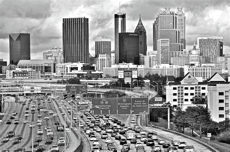 Downtown Black And White Of Atlanta Photograph By Frozen In Time Fine