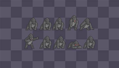 2d Pixel Art Giant Gorilla Sprites By Elthens Pixel Art Shop