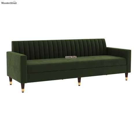 Buy Everett L Shape Corner Fabric Sofa Velvet Dark Olive Green