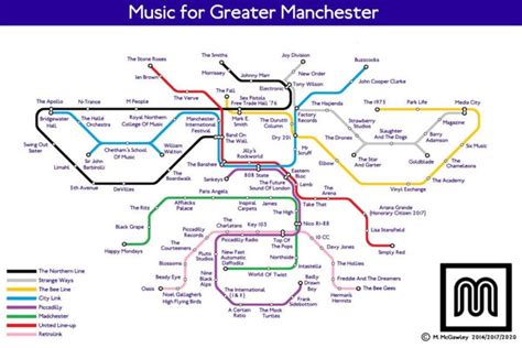 Manchester Music Posters Greater Manchester Music Map Poster By