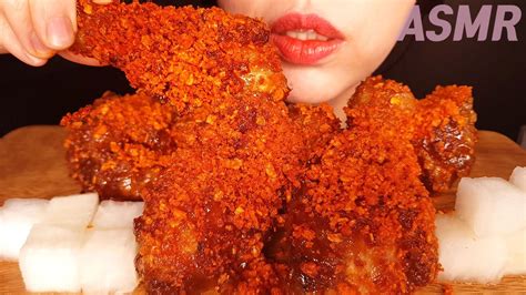 Asmr Spicy Fried Chicken Mukbang Eating Sounds No
