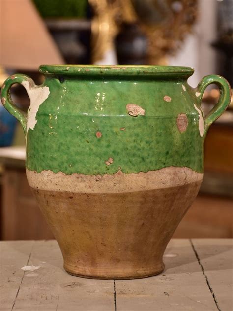 Antique French Confit Pot With Green Glaze French Antiques Glaze