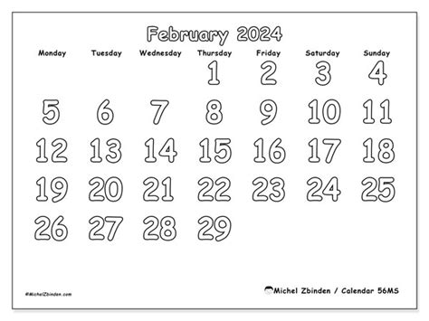 Calendar February 2024 56 Michel Zbinden En