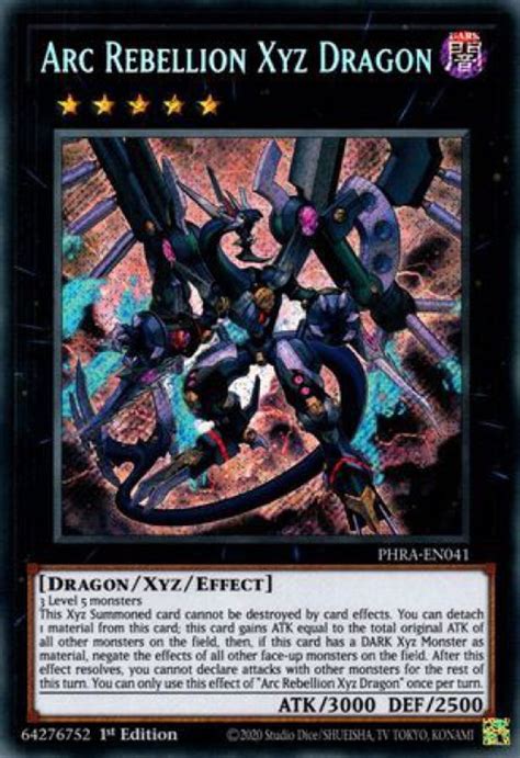 Yugioh Phantom Rage Single Card Secret Rare Arc Rebellion Xyz Dragon Phra En041 Toywiz