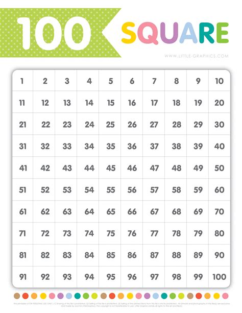 100 Square Template Printable Doctemplates