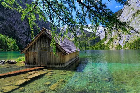 Nature And Travel Photography Boathouse In The Lake Obersee