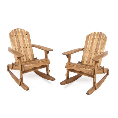 Estelle Outdoor Acacia Wood Adirondack Rocking Chairs Set Of 2