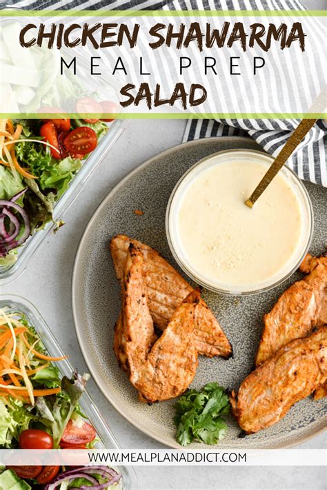For the shawarma1 kilogram chicken thigh fillets8 pieces flatbreadchopped lettucetomato slicesonion. Chicken Shawarma Meal Prep Salad with Sweet Garlic Sauce ...