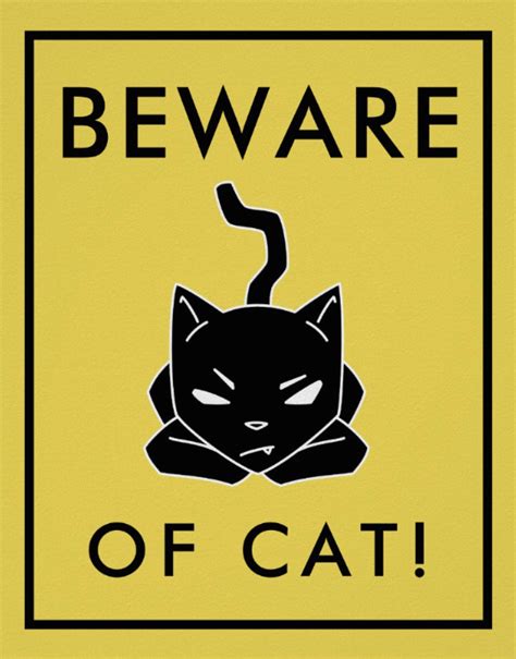 Hilarious Beware Of Cat Sign Poster In 2021 Cats