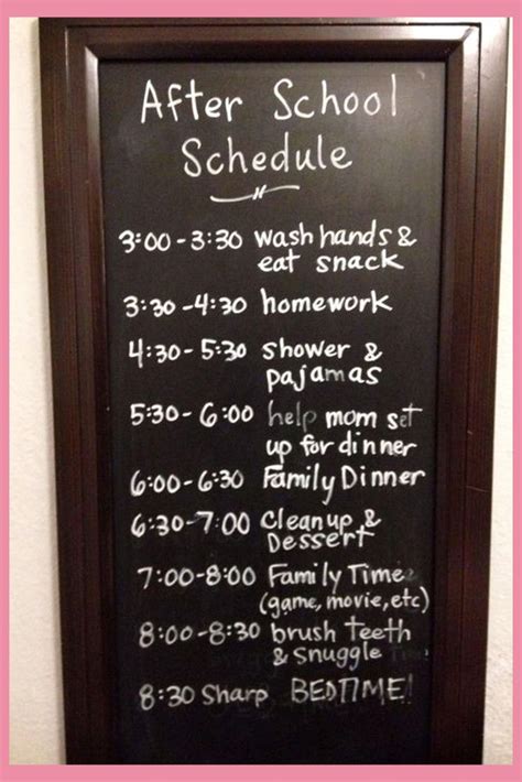 After School Schedule On A Blackboard Works Great To Keep Kids On