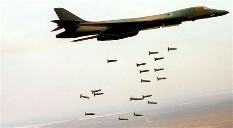 Rare Footage Of A B 1 Dropping Live Cluster Bombs On Targets Just
