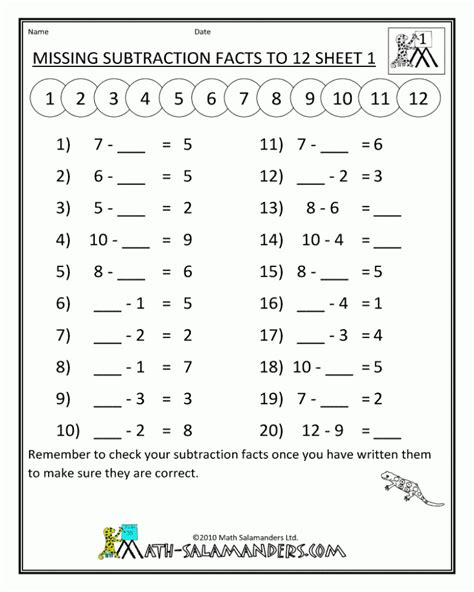 Printable Math Sheets For 1st Grade
