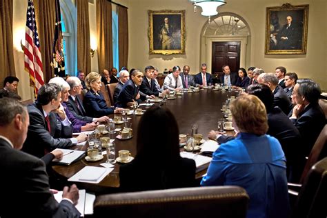 President Barack Obama Holds A Cabinet Meeting In The Cabinet Room Of