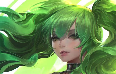 Wallpaper Face Vocaloid Hatsune Miku Green Hair Art Sanmufan