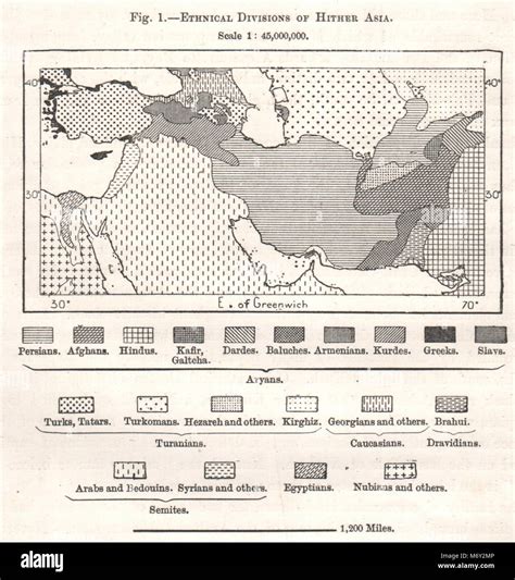 Middle East Ethnic Divisions South West Asia Sketch Map 1885 Old