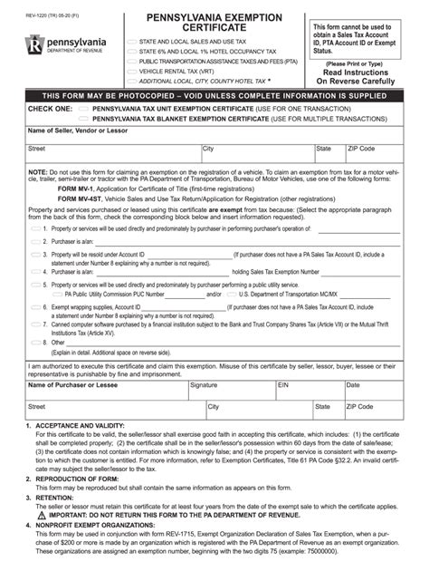 Pa Tax Exempt Form Printable Printable Form 2024