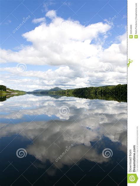 Lake In Norway With Clouds Reflection Stock Photo Image Of Daylight