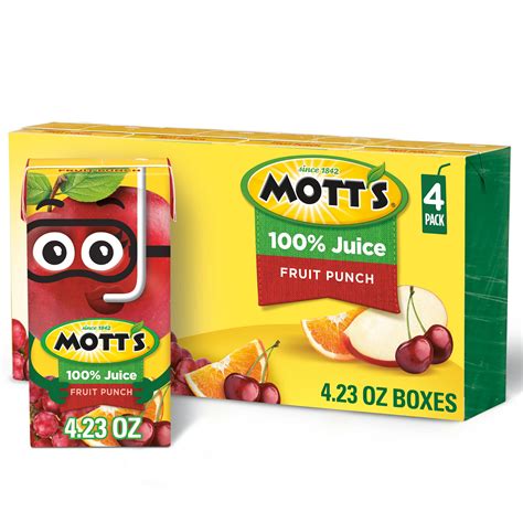Motts 100 Fruit Punch Juice 423 Fl Oz Boxes 4 Pack