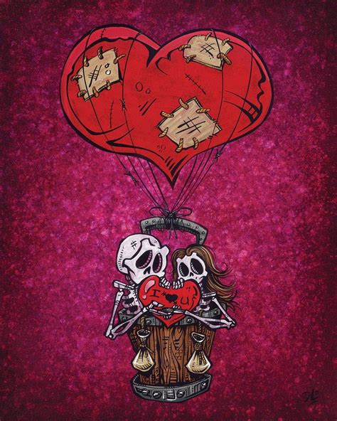 Love Will Lift Us Up Valentines Day Skull Art By David Lozeau ☠️