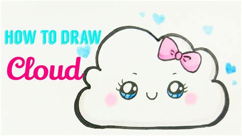 How To Draw Cloud Easy Cute Cloud Drawing Tutorial For Beginner