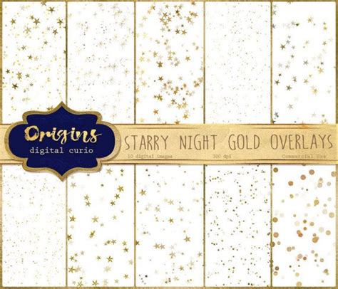 Starry Night Overlays Gold Star Confetti Clipart Star Clip Etsy