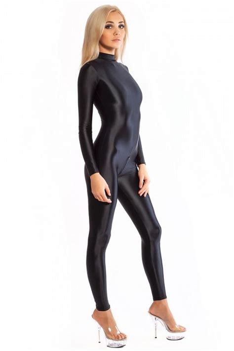 Shiny Spandex Catsuit With Zipper At The Back And Crotch At Bright