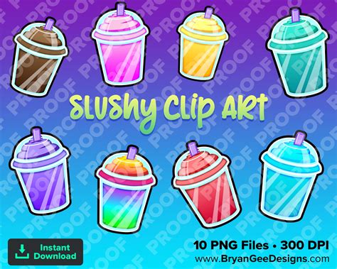 Slushy Slushie Clipart Instant Png Download Printable Png Etsy Canada