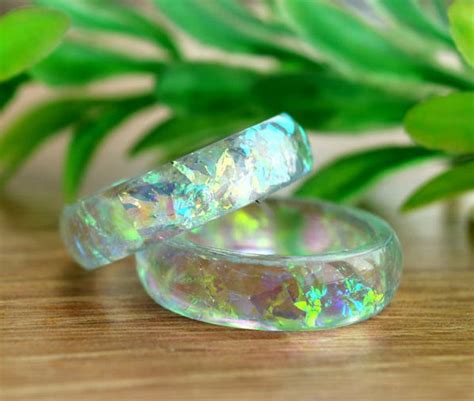 Opal Resin Imitation Ring Engagement Wedding Band Bridesmaid Etsy