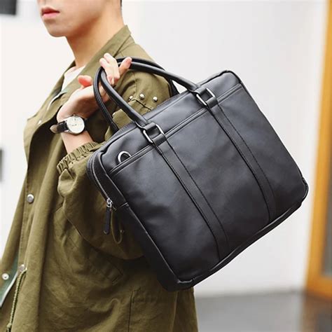 Burminsa Simple Men Briefcase Inch Laptop Bags High Quality Pu